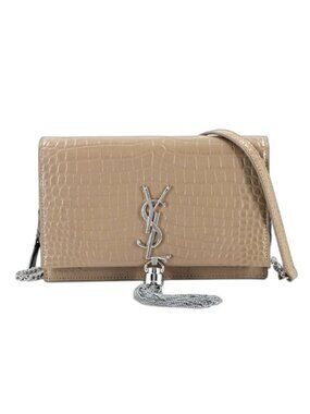 Saint Laurent Kate Chain Wallet Bifold Croco